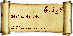 Güns Áldor névjegykártya